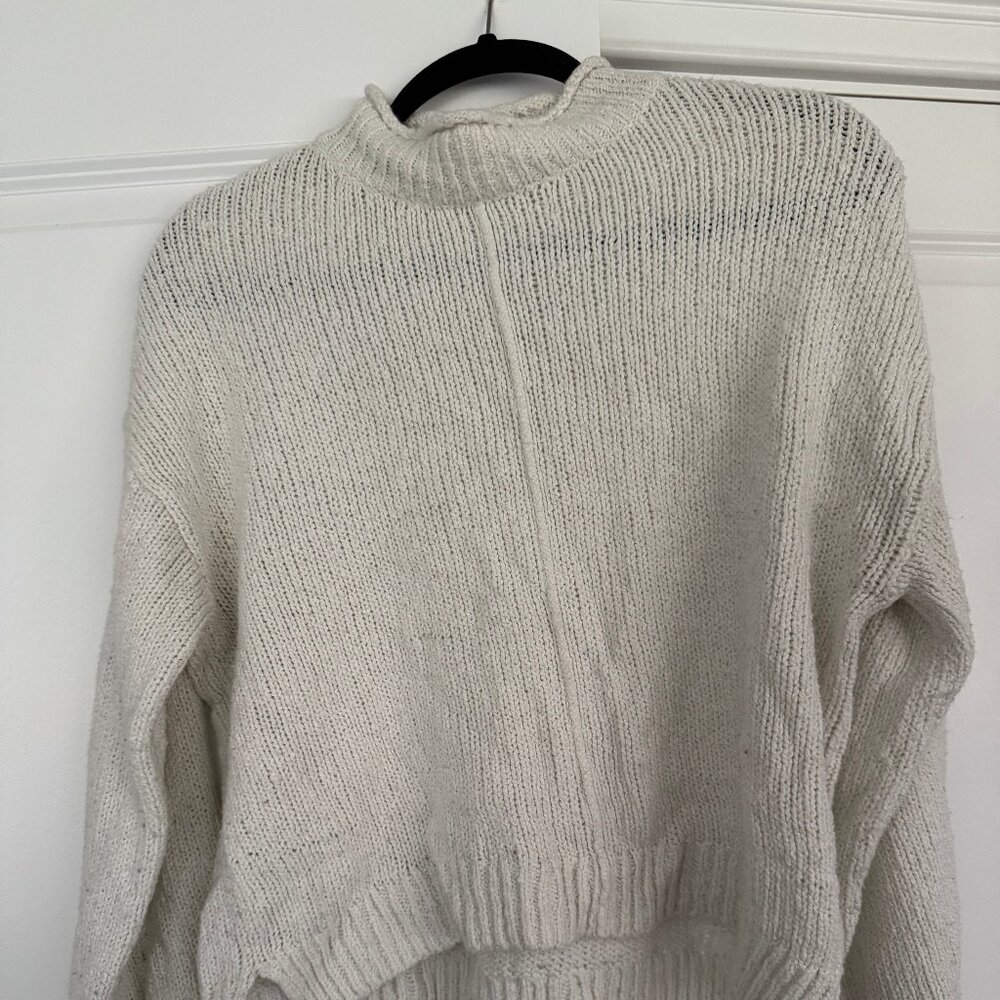 BP. Chunky Knit Sweater XS Cream Textured Mock Neck Minimalist Pullover